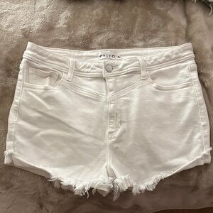 Cello Women's Frayed Hem White Jean Shorts